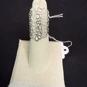 Sterling silver Floral Cutout Silver Tone Statement Ring